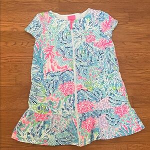 Lilly Pulitzer girls short sleeve coral reef print swim coverup robe XL